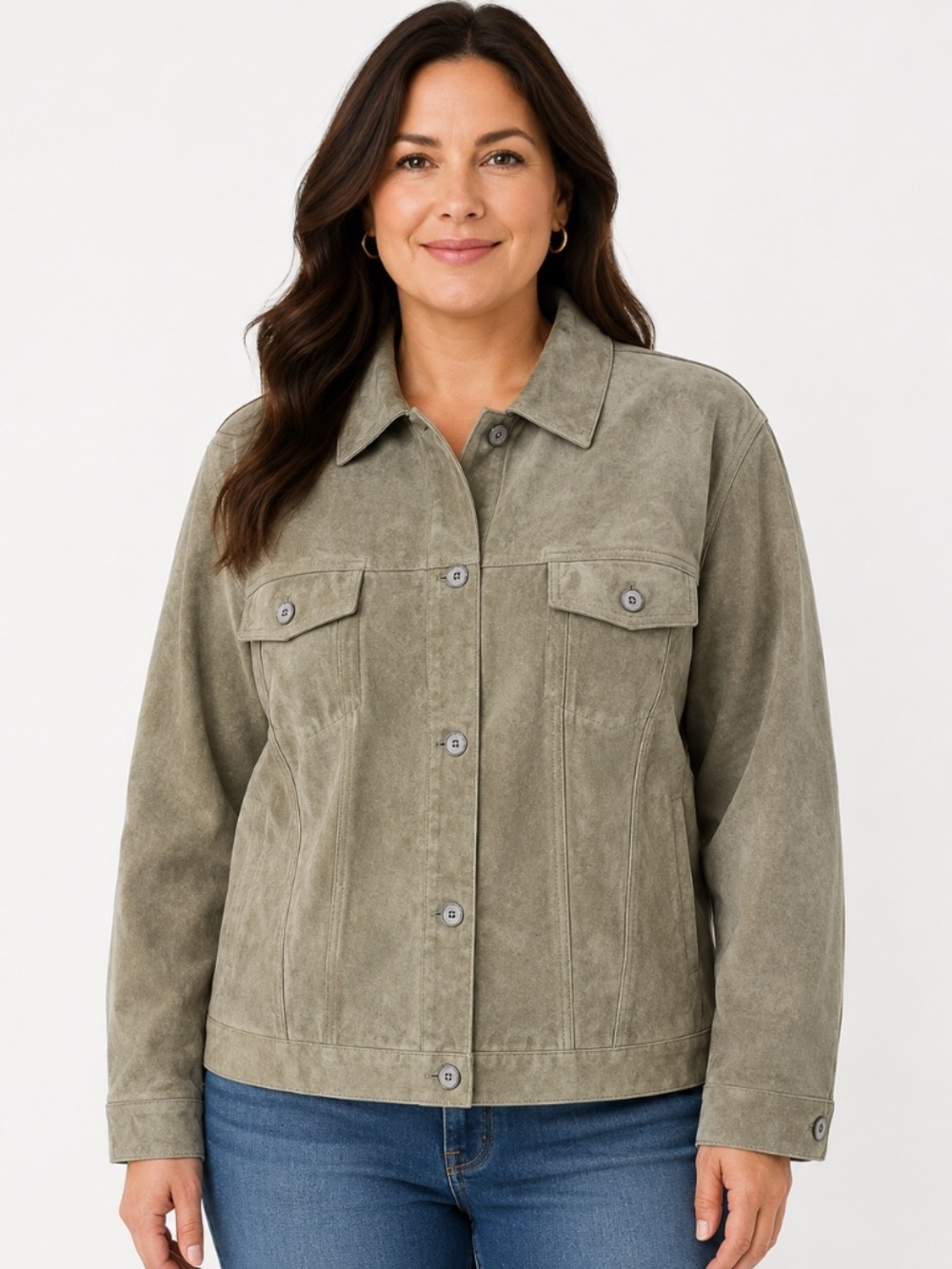 Eddie Bauer Loden Green Women’s Washable Suede Chore Jacket XXL Tall